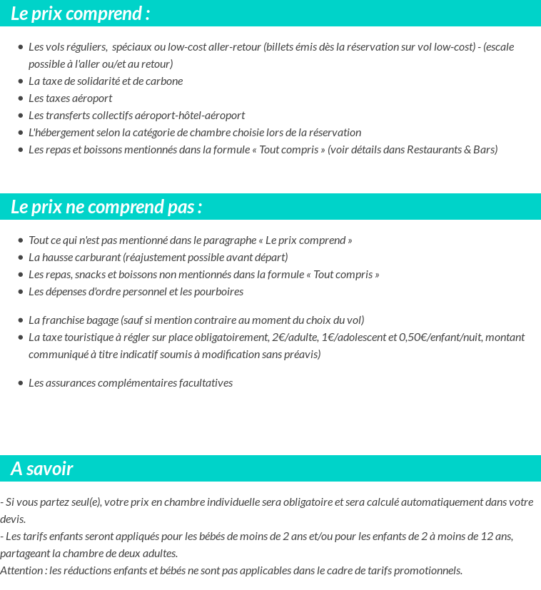 Conditions tarifaires