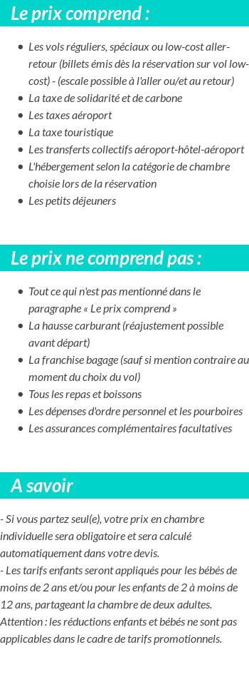 Conditions tarifaires