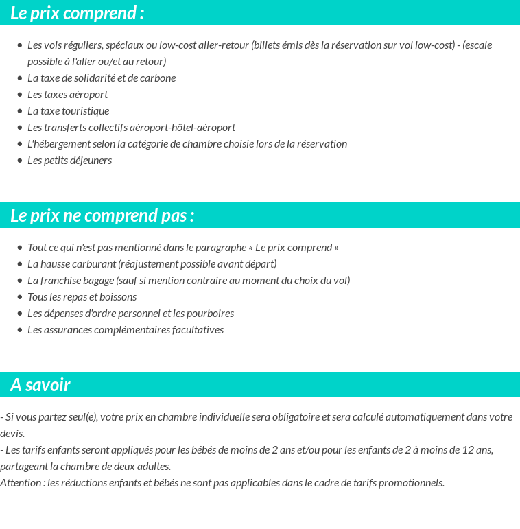 Conditions tarifaires
