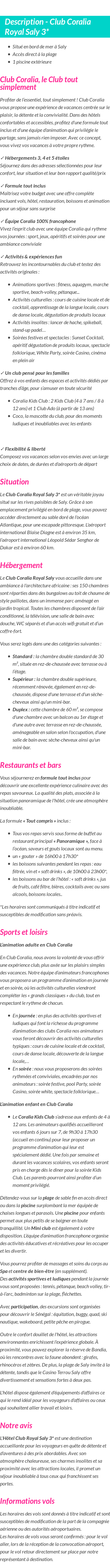 Détails du séjour