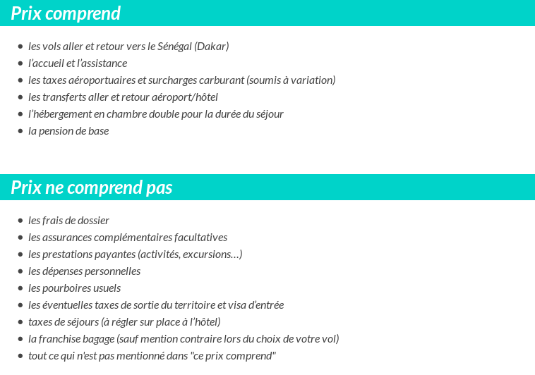 Conditions tarifaires