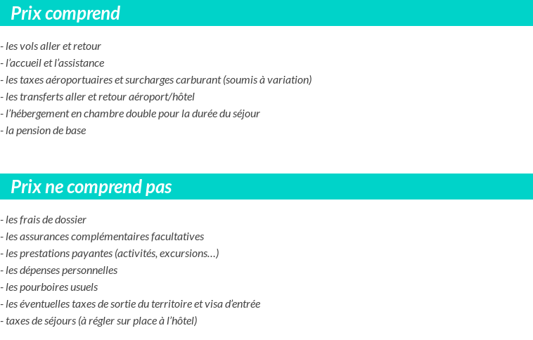 Conditions tarifaires