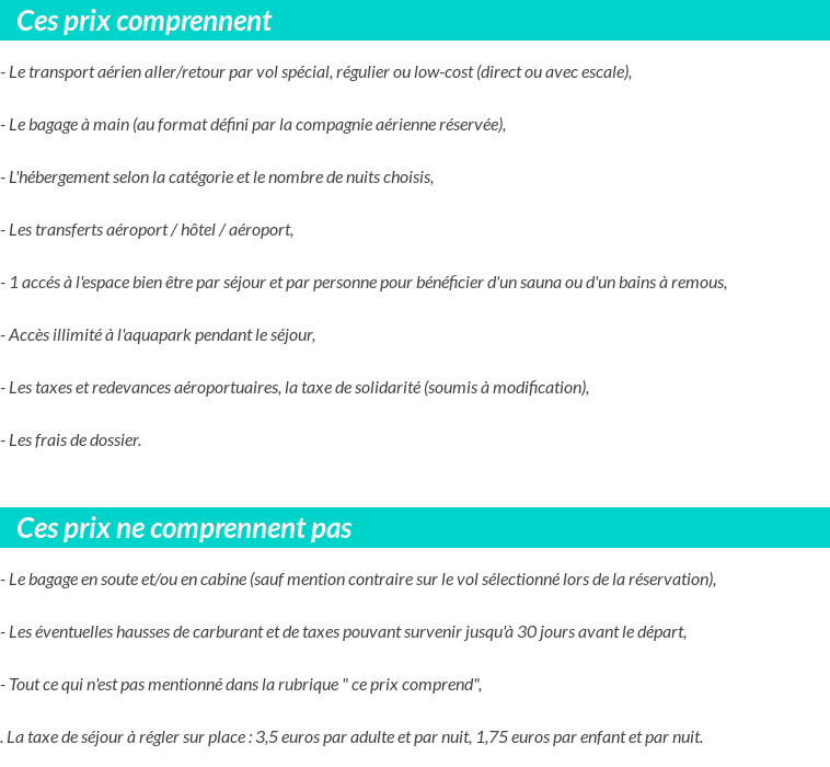 Conditions tarifaires