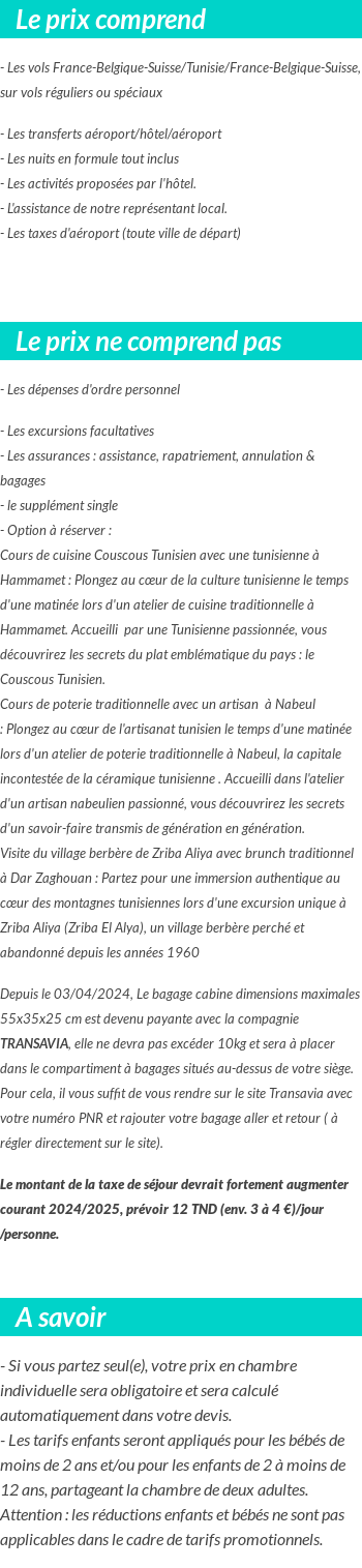 Conditions tarifaires