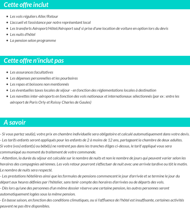 Conditions tarifaires