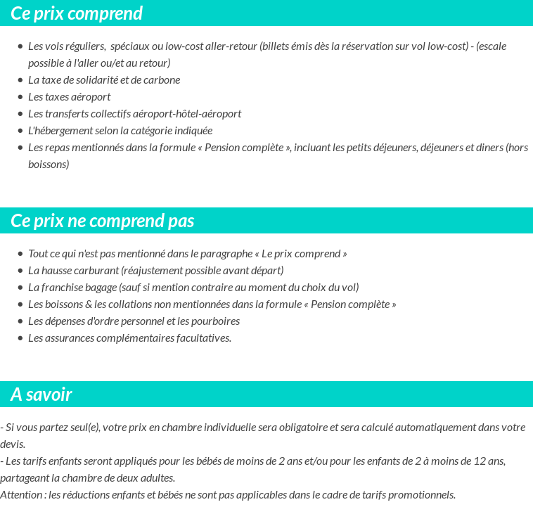Conditions tarifaires