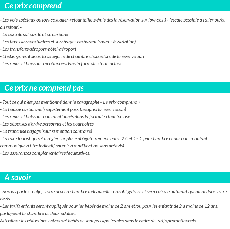 Conditions tarifaires
