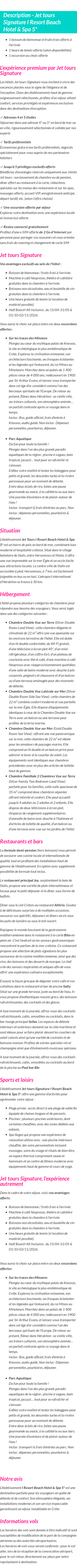 Détails du séjour