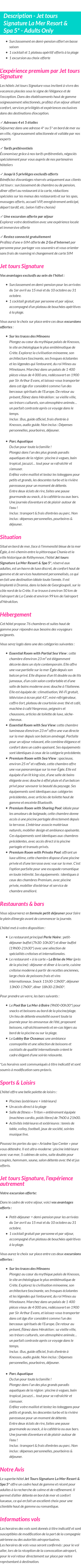 Détails du séjour
