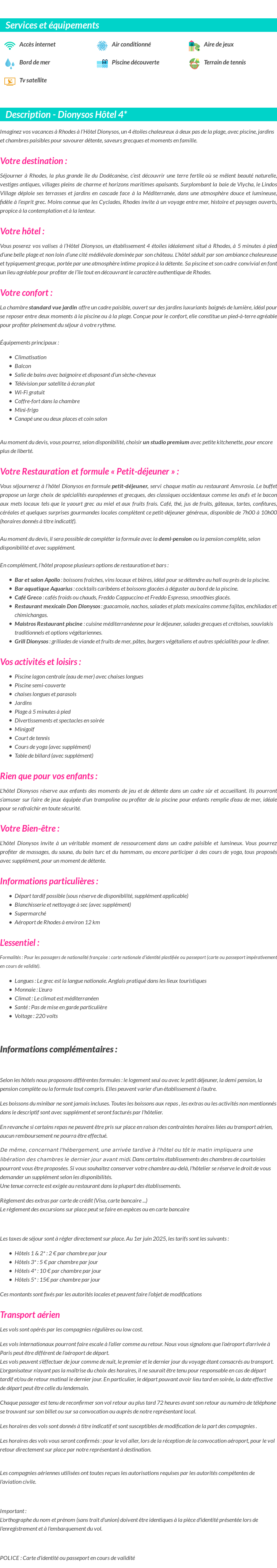 Détails du séjour