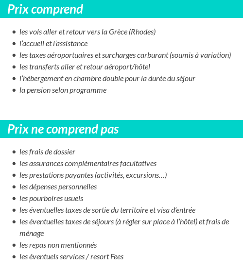 Conditions tarifaires