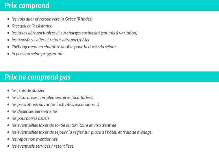 Conditions tarifaires