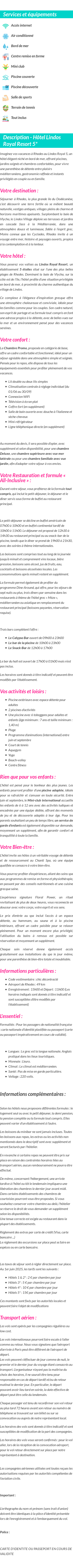 Détails du séjour