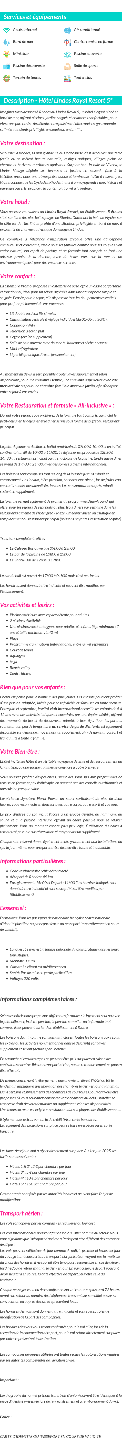 Détails du séjour