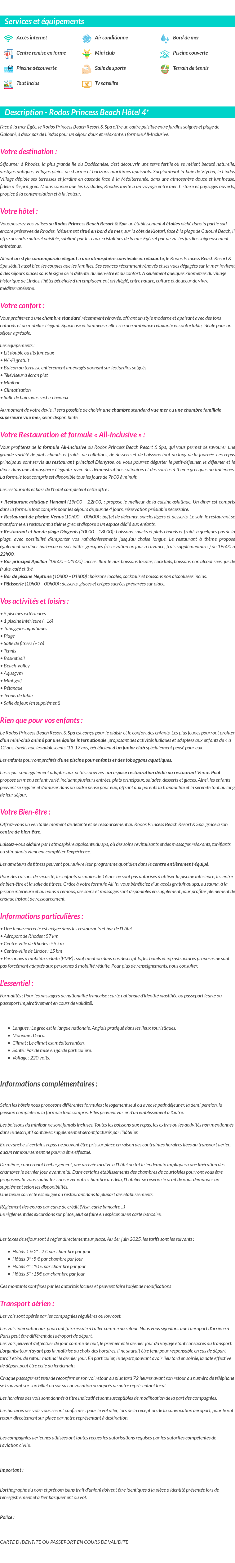 Détails du séjour