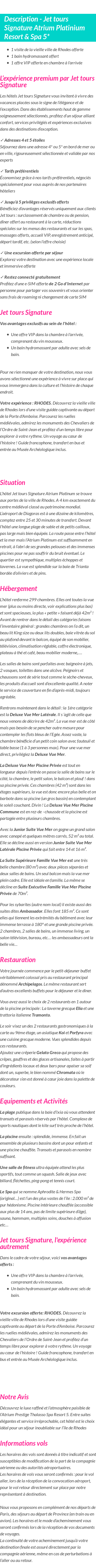 Détails du séjour