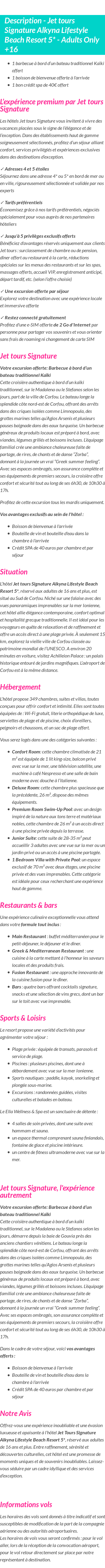 Détails du séjour
