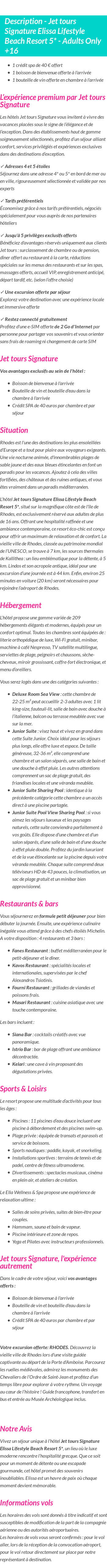 Détails du séjour
