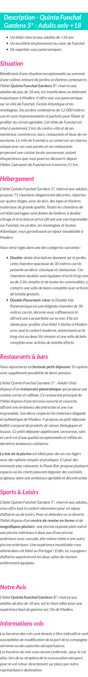 Détails du séjour