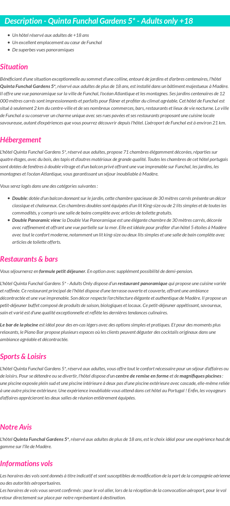 Détails du séjour