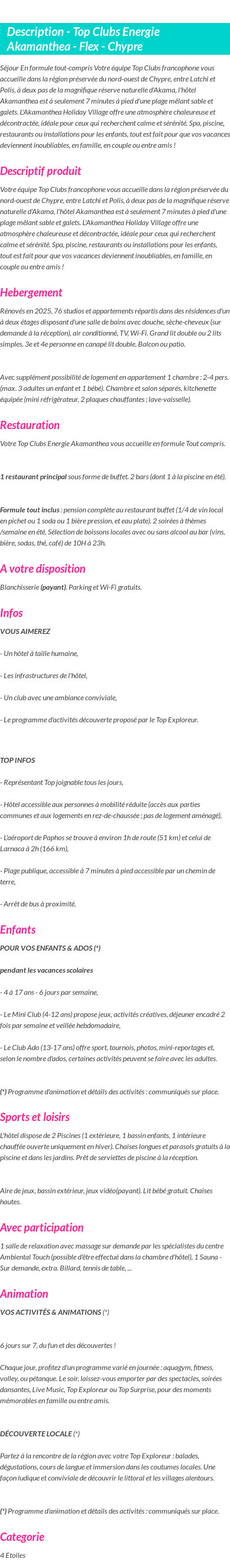 Détails du séjour