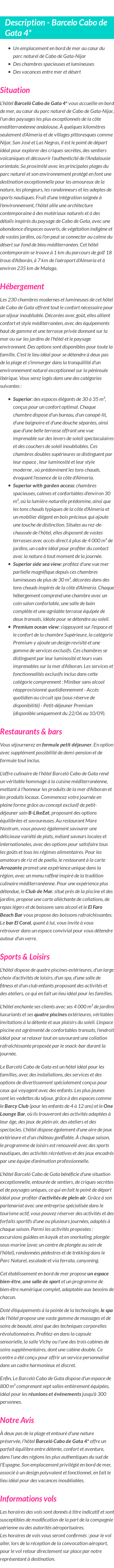 Détails du séjour