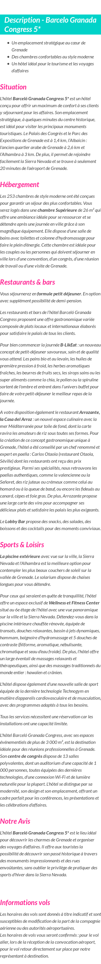 Détails du séjour