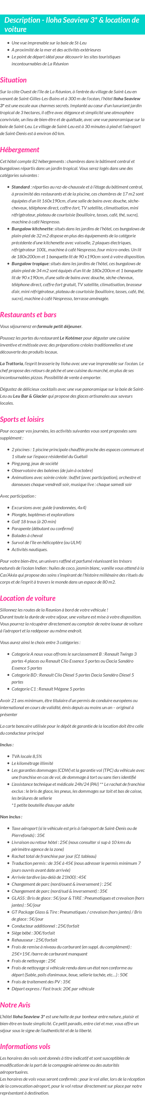 Détails du séjour