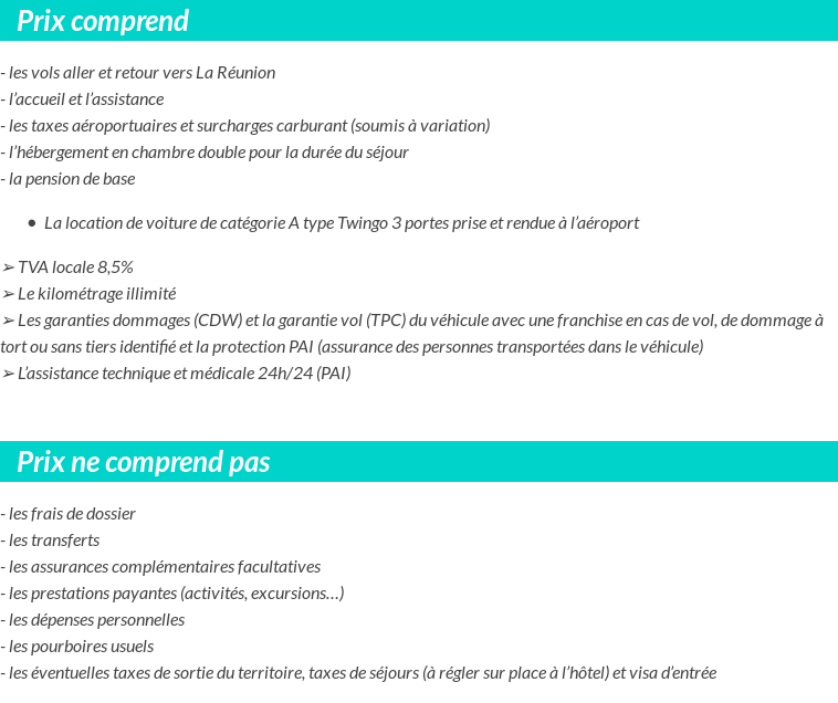 Conditions tarifaires