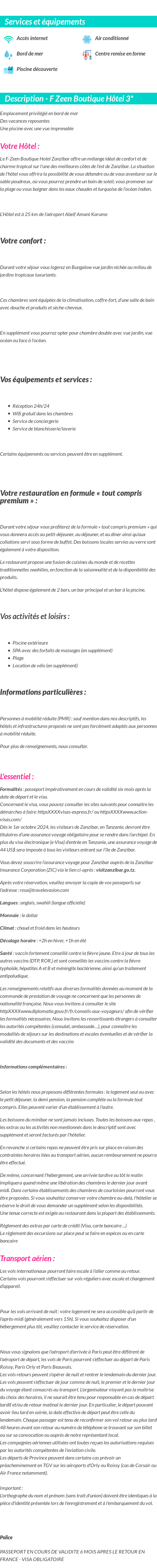 Détails du séjour
