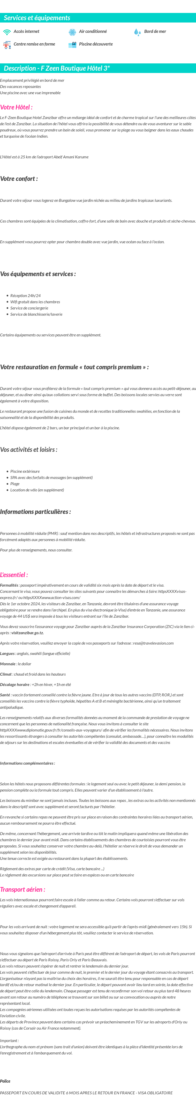 Détails du séjour