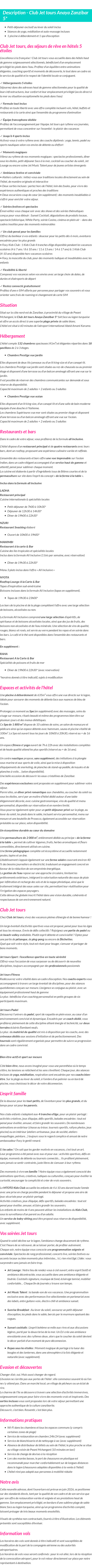 Détails du séjour
