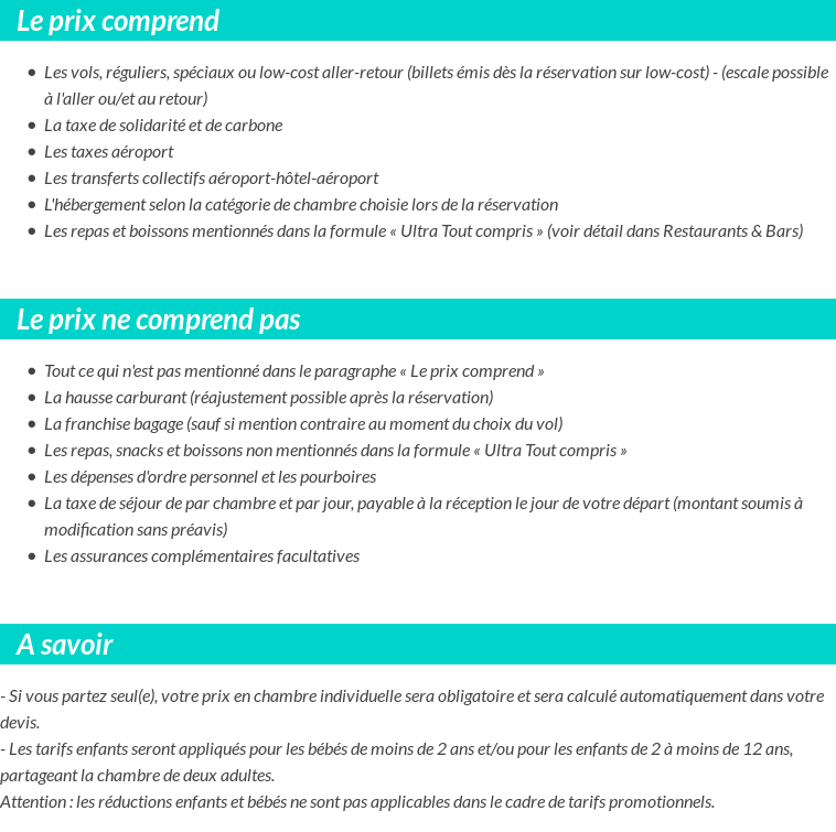 Conditions tarifaires