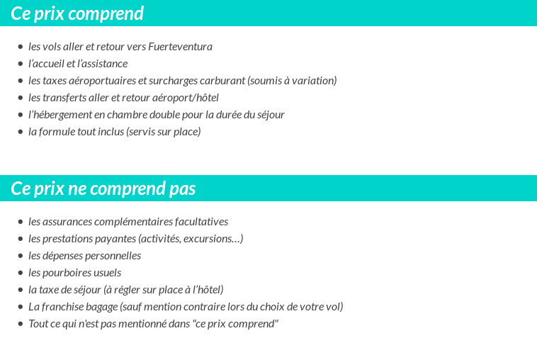 Conditions tarifaires