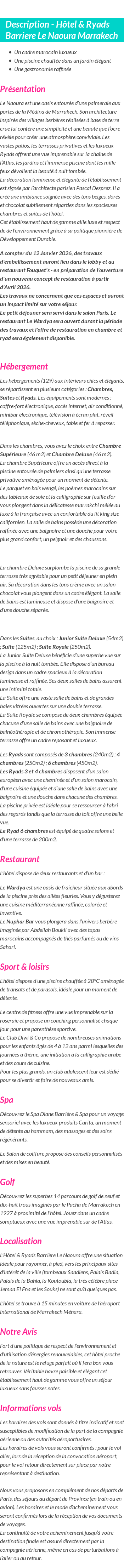 Détails du séjour