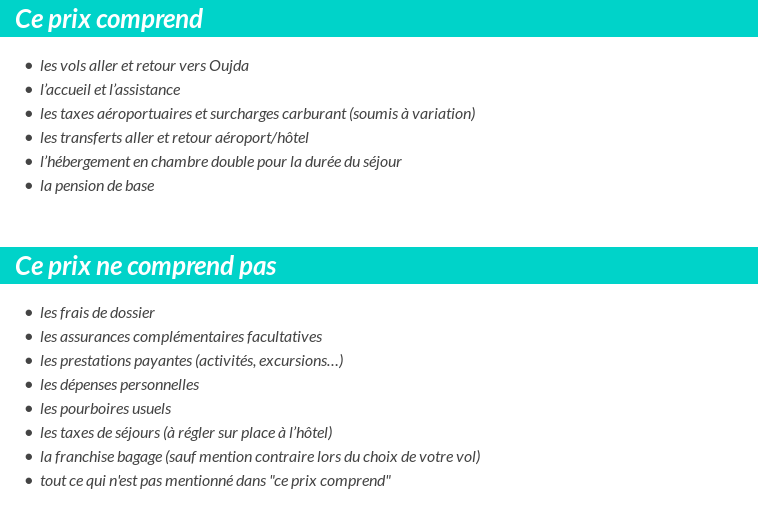 Conditions tarifaires