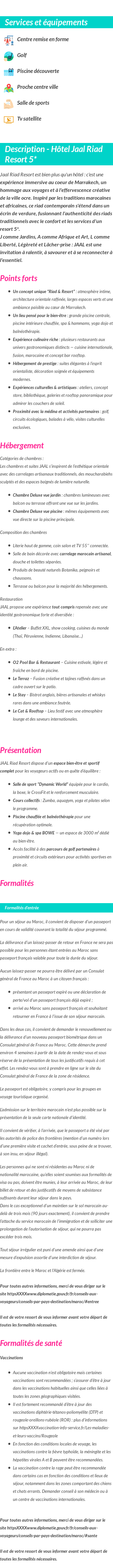 Détails du séjour