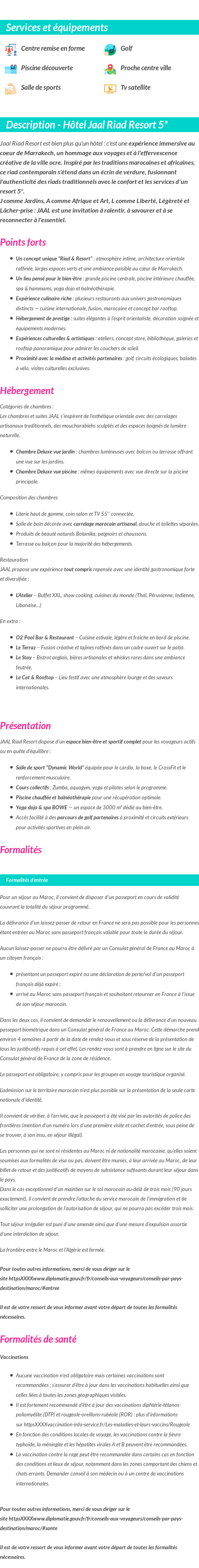 Détails du séjour