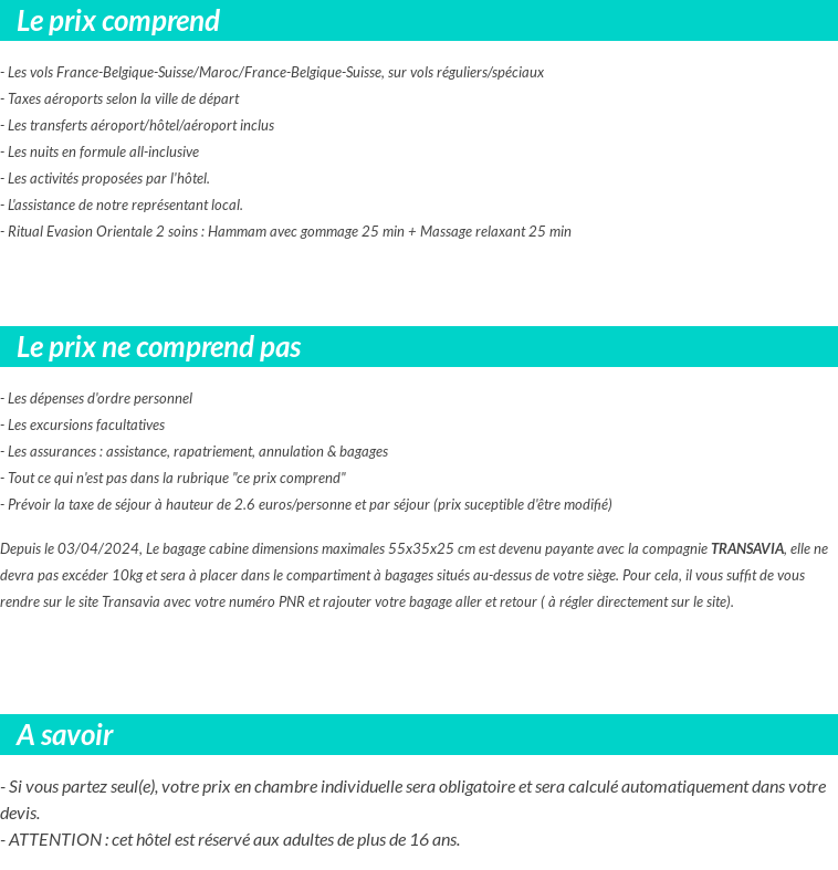 Conditions tarifaires
