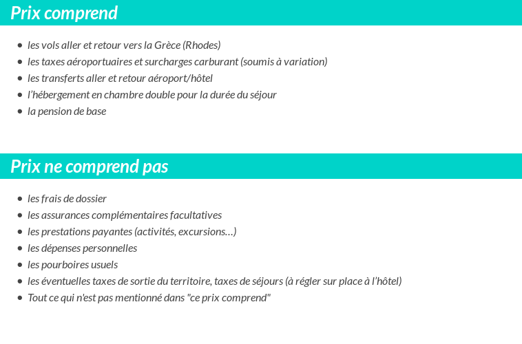 Conditions tarifaires