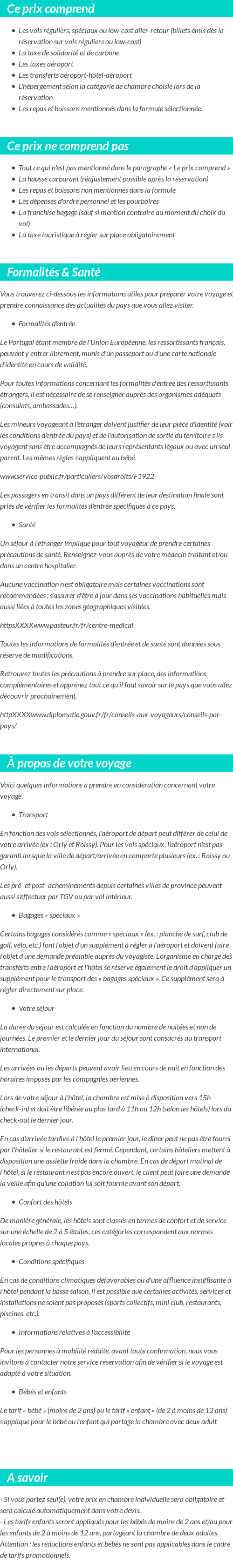 Conditions tarifaires