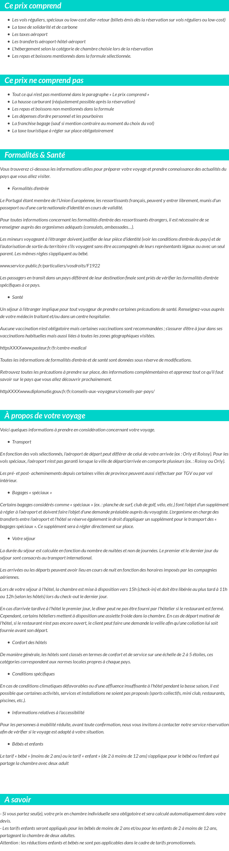 Conditions tarifaires