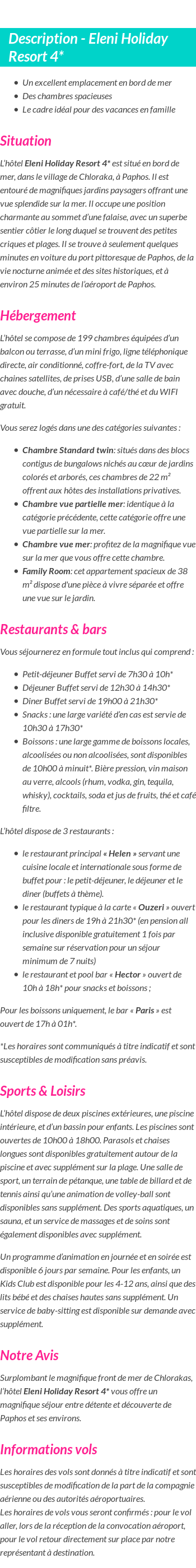 Détails du séjour