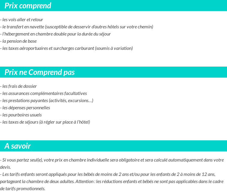 Conditions tarifaires