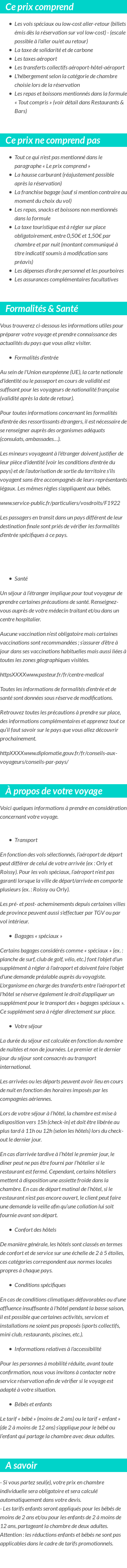 Conditions tarifaires