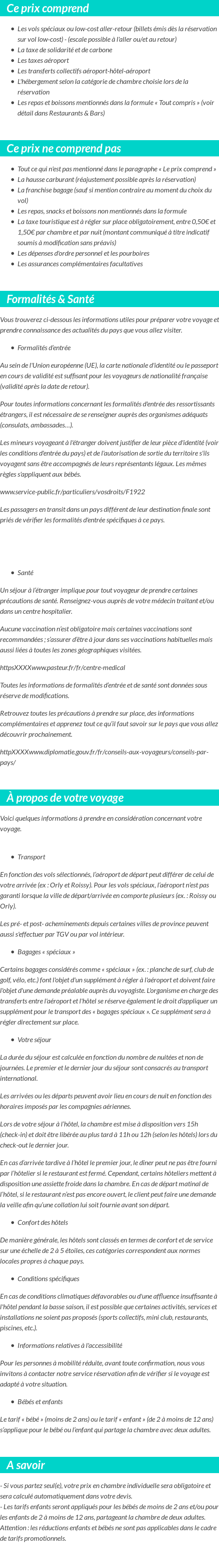 Conditions tarifaires