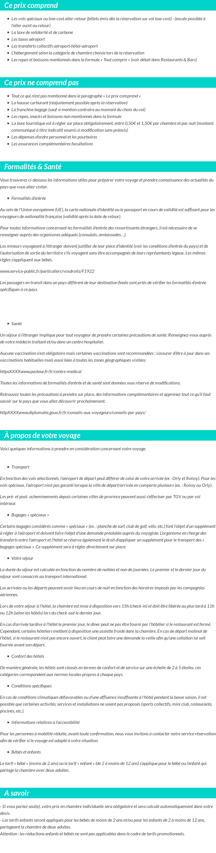 Conditions tarifaires