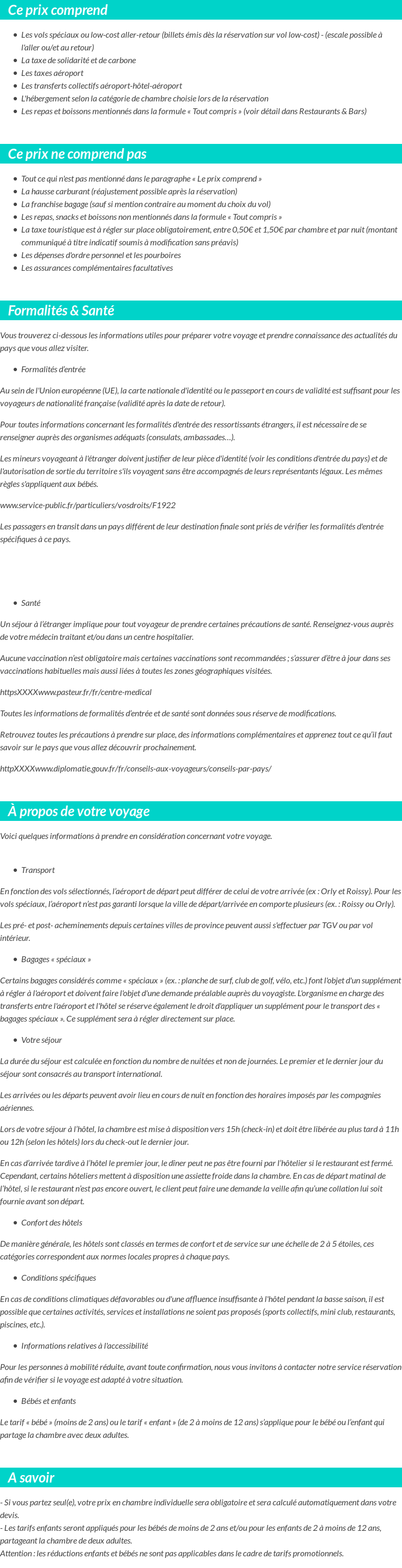 Conditions tarifaires