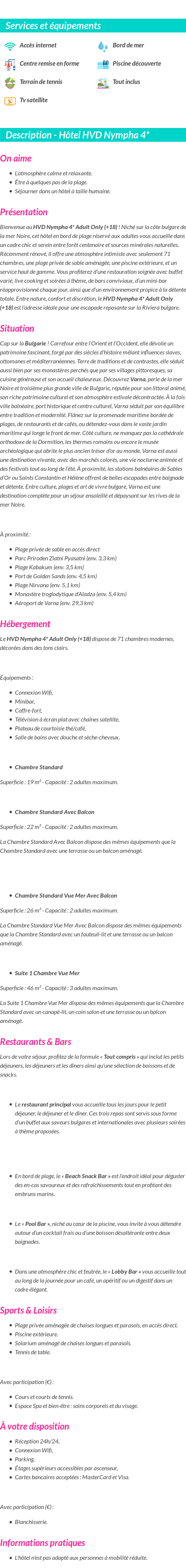 Détails du séjour