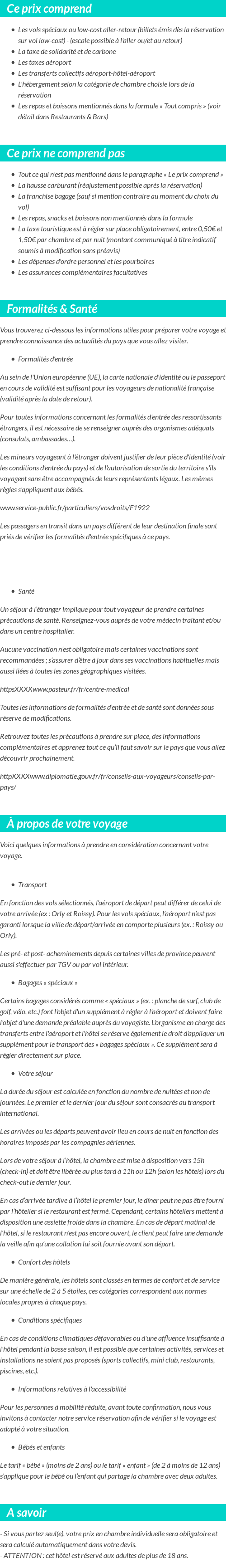Conditions tarifaires